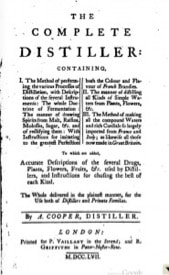 Title page of The Complete Distiller, published in 1757