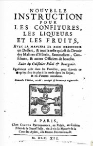 Title page of Nouvelle instruction pour les confitures, les liqueurs et les fruits, published in 1692