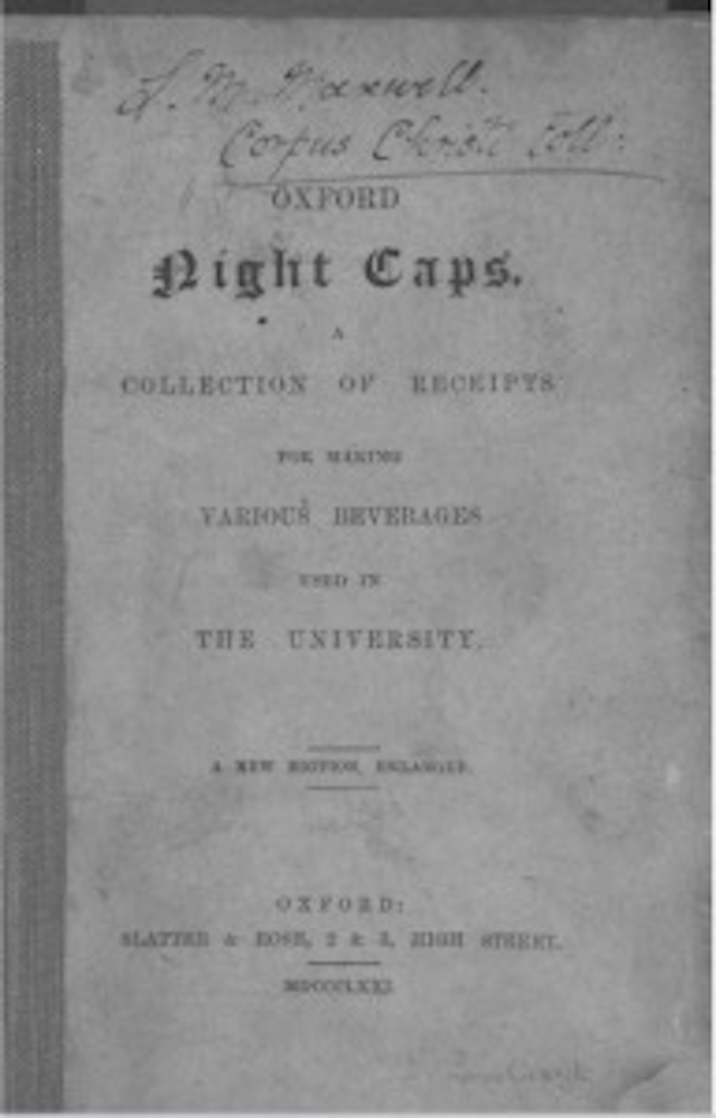 Title page of Oxford Night Caps, published in 1871